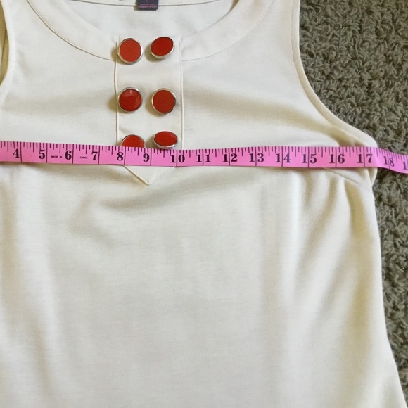 Vintage Women’s Sleeveless Orange & Beige Mod Drop-Waist Dress, Y2K does 1960’s - Picture 5 of 10